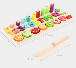 3 in uno bambini legno montessori bambini conteggio in legno bastone calcolo <span class=keywords><strong>matematica</strong></span> apprendimento precoce giocattoli educativi per il taglio della frutta - Product Image 3