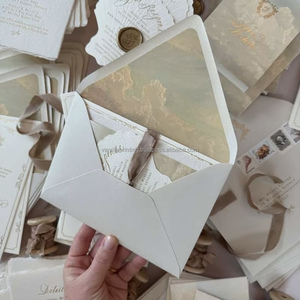 การ์ดอวยพรสุดหรูแบบพรีเมียมกระดาษผ้าฝ้ายพิมพ์อักษร RSVP สำหรับงานแต่งงานปรับแต่งโลโก้ได้ - Product Image 3