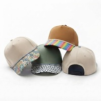 Gorra de Béisbol Personalizada con Estampado de Vacas Rosas con Puntos y Rayas, de Dos Tonos, con Cierre a Presión, 100% Algodón, de 5 Paneles, para Mujer