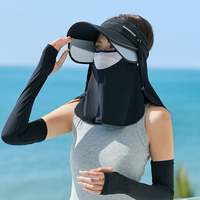 Verano Anti-uv Protector solar Sombrero para el sol Protector solar de cara completa Máscara facial transpirable Montar al aire libre Top vacío Sombrero para el sol Sombrero con visera