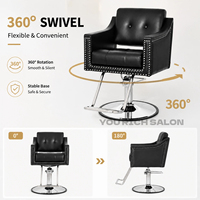 Chaise de barbier au design moderne, en cuir PU imperméable, confortable, avec pompe hydraulique, pivotante, pour salon de beauté