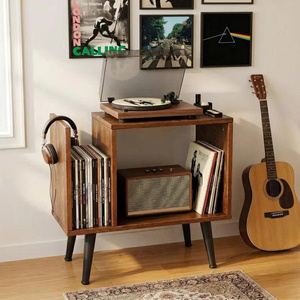 Support pour tourne-disque, console multimédia avec rangement, couleur châtain/gris/noyer foncé/noir/naturel, prix de gros - Product Image 6