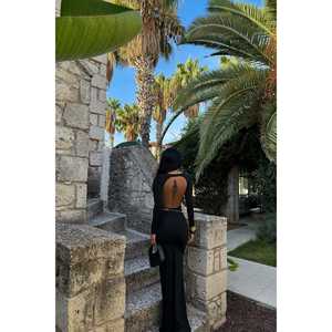 Robe de soirée longue dos nu noire Doss - Product Image 3