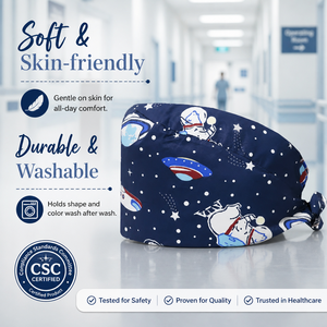 Chapeau chirurgical en coton réglable certifié ISO avec bandeau anti-transpiration, respirant, pour médecins et infirmières, homologué CSC, casquette de travail médicale - Product Image 5