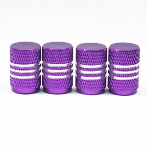 Tapas de válvula de aleación de aluminio, color morado con rayas plateadas, tipo atornillable para neumáticos de coche - Product Image 1
