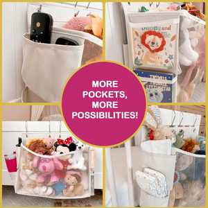 Organisateur 2-en-1 pour animaux en peluche, à poser au chevet ou sur la porte, gain de place, avec poches supplémentaires, en tissu non tissé - Product Image 6
