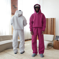 Ensemble de survêtement unisexe streetwear oversize 500 g/m² avec sweat à capuche et pantalon de jogging évasé, personnalisable par broderie
