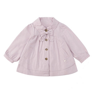 Trench-coat de couleur beige chocolat pour <span class=keywords><strong>enfants</strong></span> <span class=keywords><strong>coupe</strong></span>-<span class=keywords><strong>vent</strong></span> français personnalisé en usine au printemps manteau plissé de style littéraire pour les filles - Product Image 4