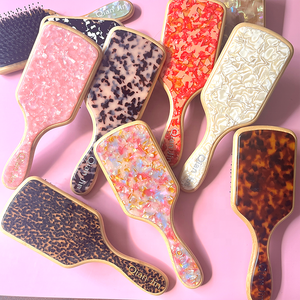 Qianjin 맞춤형 로고 핸들 에어백 빗 대형 미용 아세테이트 헤어 브러시 정전기 방지 부드러운 머릿결 - Product Image 2