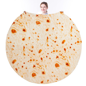 Mantas de Franela Personalizadas al por Mayor 100% Poliéster con Diseño de <span class=keywords><strong>Pizza</strong></span>, Mantas Suaves con Diseño de Burrito y Tortilla - Product Image 5