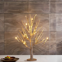 X 24 LED à piles Mini bouleau arbre lumières 60cm hauteur décoration de noël pour la maison paysage lumineux arbre de noël