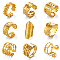 Étanche En Acier Inoxydable Plaqué Or 18K Chunky Large Main Ouvert Bagues Femmes Géométrique Knuckle Anneau D'empilage