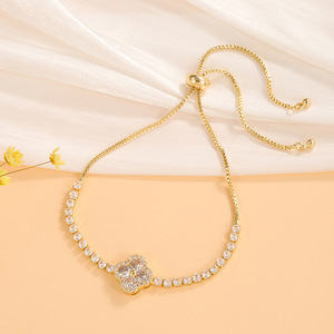 Pulsera de Zirconia con Forma de Mariposa, Dorada y Blanca, Ajustable, Joyería para Mujer, Regalo - Product Image 4