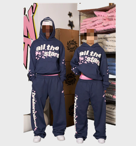 Ensemble de survêtement technique pour homme avec impression 3D en relief, sweat-shirt à capuche et pantalon de jogging de haute qualité, logo personnalisé, ensemble de survêtement sportif lilas - Product Image 1