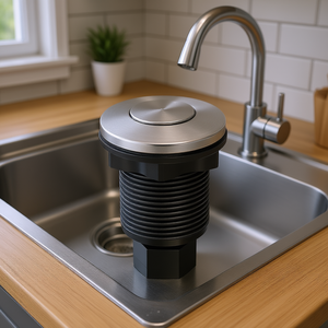 D0100XUY6DW Kit interrupteur pneumatique pour évier, 1 sortie, en acier inoxydable poli, pour broyeur de déchets - Product Image 2