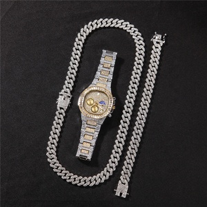 Hot Sale Women Accessories Crystal Rhinestone Diamond <strong>Rose</strong> <strong>Gold</strong> <strong>Watch</strong> Bling Bling Jewelry Necklace Bracelet <strong>Set</strong> - Product Image 6