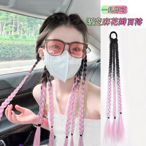 Perruque en fibre Kanekalon avec tresses dégradées roses, résistante à la chaleur, pour toutes les formes de visage - Product Image 4