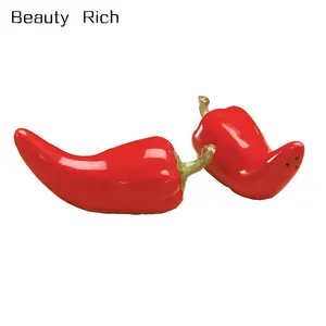 Porcelana Red Chili Pepper Collectible Vegetal Cerâmica Sal e Pimenta Shaker