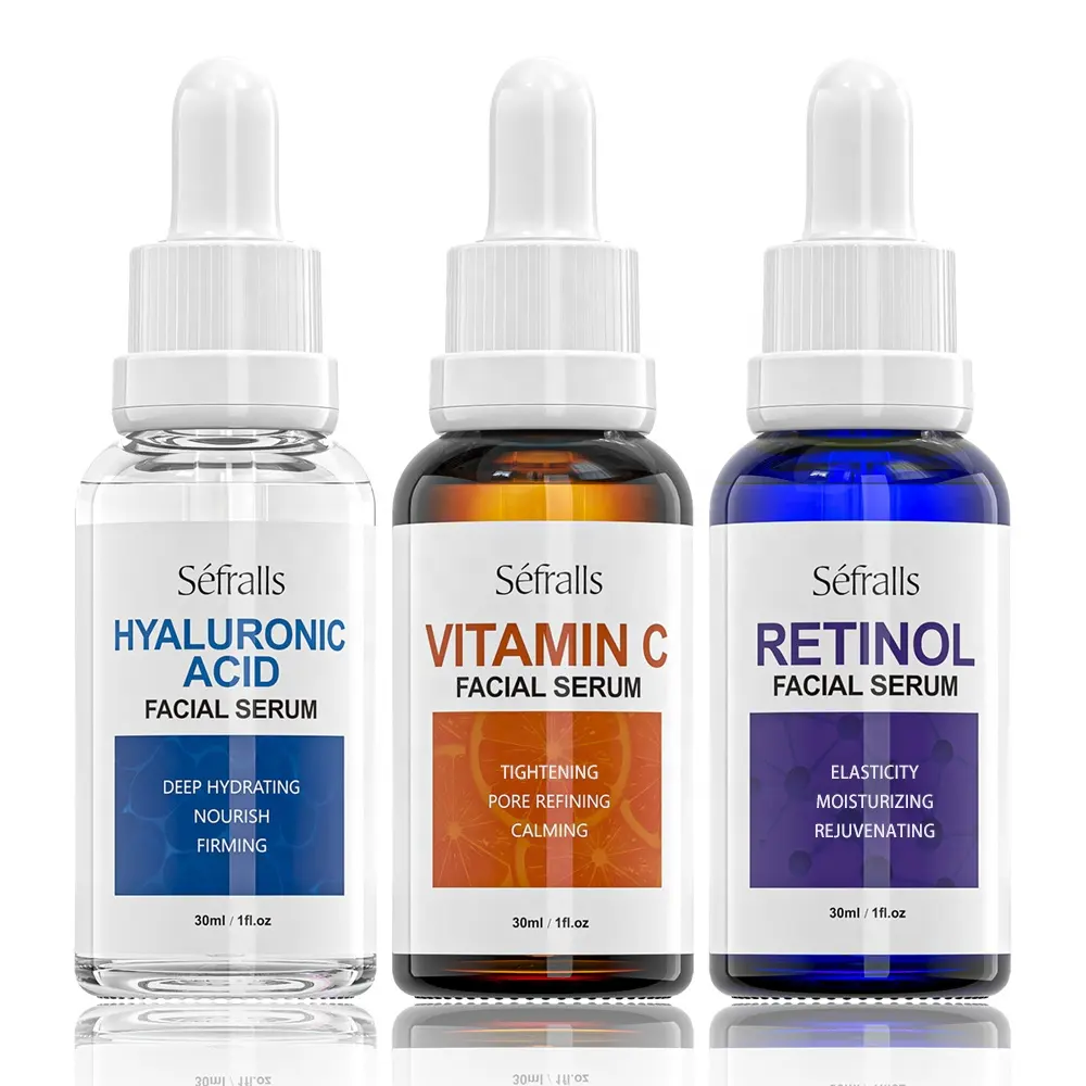 Yüz Serum seti toptan hyaluronik asit Retinol C vitamini nemlendirici besleyici cilt bakımı yüz serumları