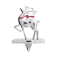 Support de chaussette de Noël en alliage de zinc, design vintage, motif élan, couleur argent, écologique, pour fêtes et décorations de Noël