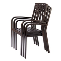Meuble de villa d'extérieur 3 pièces en fonte d'aluminium pour barbecue, foyer, table carrée