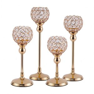 CY Hot Sale Classical Crystal Candle Holders Wedding Crystal Gold Pillar Candlestick Home <b>Party</b> Decoration - Product Image 5