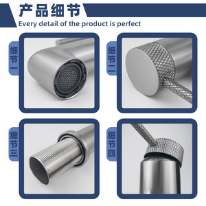Jboyurn <b>Single</b> Hole <b>Basin</b> Faucet 304 Stainless Steel Ceramic Valve Core Deck Mounted Hot Cold Water <b>Tap</b> - Product Image 4