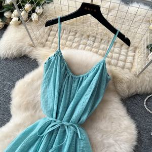 Robe longue d'été tendance grande taille pour femme, avec bretelles et empiècements en dentelle – Nouveauté très prisée - Product Image 3