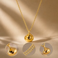 Collier avec pendentif en forme de larme en forme de goutte d'eau, surface lisse, chaîne fine, confortable à porter toute la journée pour les femmes