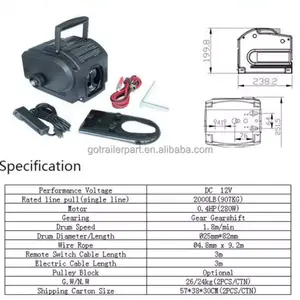 2000lbs 3500lbs 12v deniz çekme römork vinç traktör taşınabilir deniz elektrikli vinç vinç ile kablosuz uzaktan