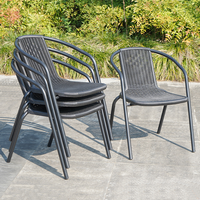 Chaise de jardin en métal et rotin style moderne 2023 pour pique-nique, tables d'extérieur, loisirs, parc, villa, cour