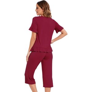 Conjunto de Pijama de Viscosa de Bambú Personalizado para Mujer, Camiseta de Manga Corta con Pantalones Capri, Ropa de Dormir, Tallas S-XXL - Product Image 1