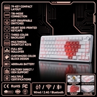 Nouveau clavier mécanique USB sans fil 79 touches RGB avec touches interchangeables en forme de cœur pour PC de bureau