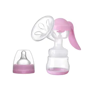Portable single Manual Breast Pump BPA Free Silicone Breast Pump With Feeding bottle