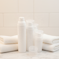 Flacon pompe sans air en plastique PP pour crème pour le visage, nettoyant facial, sérum, lotion cosmétique, contenants de 30/50/75 ml, impression de logo