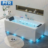 Baignoire Spa Rectangulaire Moderne Double pour 2 Personnes avec Massage Hydromassant, en Acrylique Pur, pour Hôtels, Baignoire de Trempage avec Vidange