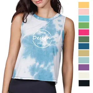 2019 Custom Tie Dye Summer Ladies Tank Tops Digital Print Plain Soft Cotton Casual Crop Tank Top Women With Private Label