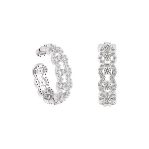 Hip Hop Trendy Zircon Ring White Lace Full Diamond Openwork Adjustable Unisex Ring Party Jewelry - Product Image 3