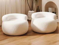 Chaise longue de style italien moderne pour salon et chambre à coucher Chaise de canapé simple en polaire berbère blanche Chaises de détente