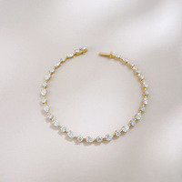 Bracelet tennis élégant et minimaliste en or jaune 18 carats avec diamants de laboratoire, motif goutte d'eau et rondes alternées, pour femme, cadeau quotidien, vente en gros