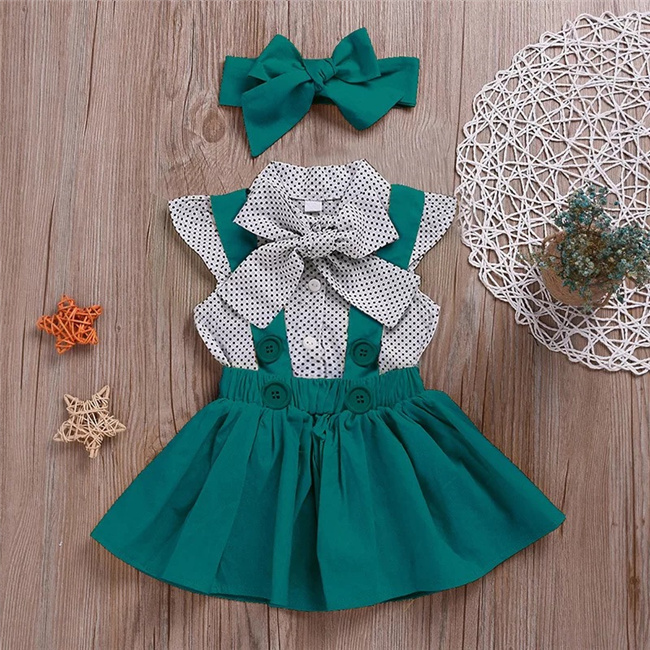 Children Clothes Girl Summer Polka Dot Short Sleeve Dresses For Kids Baby