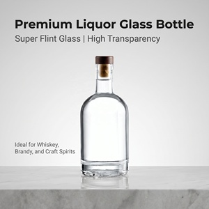 Bouteille en verre nordique à fond épais transparente de 500 ml, 700 ml, 750 ml avec étiquette autocollante imprimée pour Tequila, Whisky, Gin, <span class=keywords><strong>Vodka</strong></span> - Product Image 6