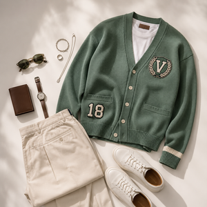 <span class=keywords><strong>Cardigan</strong></span> personalizzato da Varsity Factory OEM ciniglia lettera Patch <span class=keywords><strong>cotone</strong></span> misto <span class=keywords><strong>cotone</strong></span> maglieria produttore di <span class=keywords><strong>Cardigan</strong></span> Letterman Preppy - Product Image 4