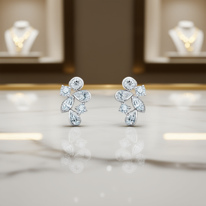 Orecchini di Diamanti Bianchi Champagne E3736, Taglio a Pera, Diamanti Naturali, Oro Bianco, Gioielli di Lusso da Sposa per Donne - Product Image 2