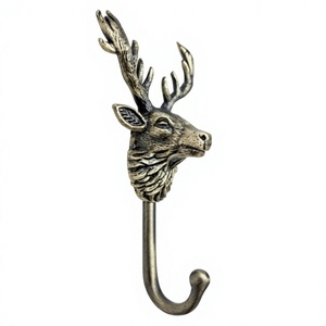Rustic Deer Head <b>Wall</b> Hook Metal Coat Rack Animal Design Heavy-Duty Single Hook for Clothing Storage - Product Image 1