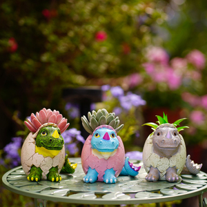 Vente en gros résine dinosaure <span class=keywords><strong>oeuf</strong></span> porte-stylo décoration de bureau cassé <span class=keywords><strong>oeuf</strong></span> fossile statue pot de fleur pot dragon bébé décoration de jardin - Product Image 3