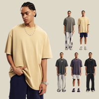 Surdimensionné hommes lavé T-shirt plaine Vintage Boxy T-shirt 100% coton blanc goutte épaule dégradé acide lavage Streetwear T-shirt