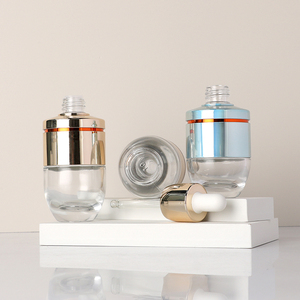 New Luxury 30ml 50ml Round Gold Essential <b>Hair</b> <b>Oil</b> Serum Boston Glass Essential <b>Oil</b> Dropper Bottle - Product Image 3