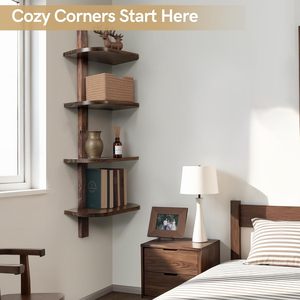 Estantes flotantes para pared, estantes de almacenamiento de madera de pino para habitación, estante colgante, organizador para dormitorio, <span class=keywords><strong>cocina</strong></span>, sala de estar, nogal - Product Image 3