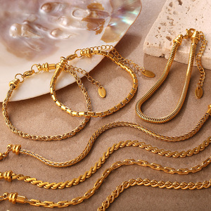 <span class=keywords><strong>Bracelet</strong></span> en acier inoxydable 18K exclusif haut de gamme, motif os de serpent torsadé <span class=keywords><strong>avec</strong></span> texture ondulée pour bracelets à breloques DIY - Product Image 3